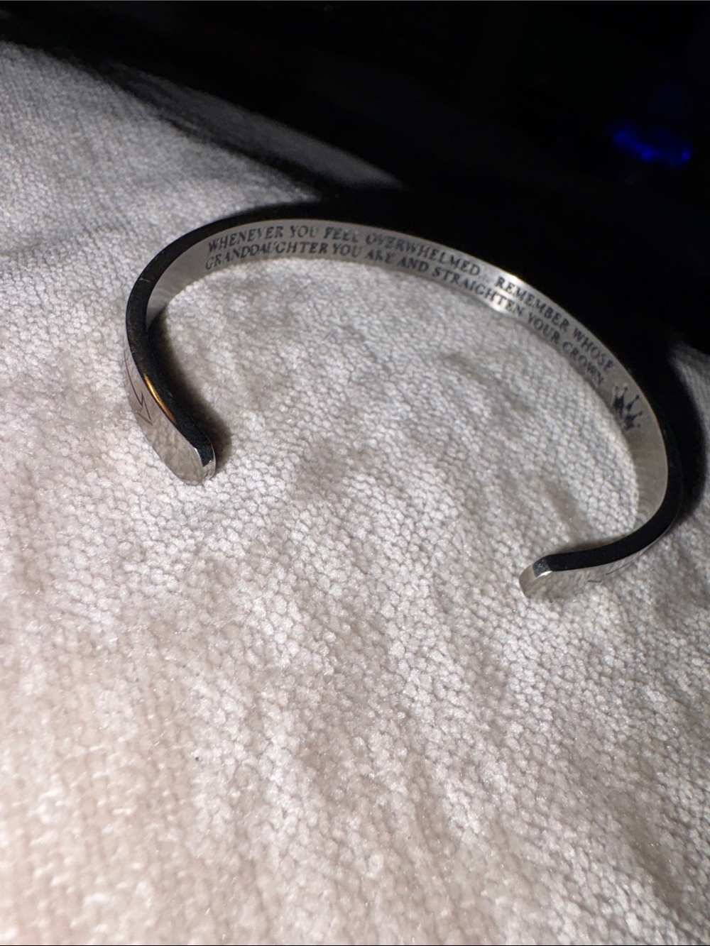Engraved Silver-Tone Women’s Cuff Bracelet - Inspirational Message